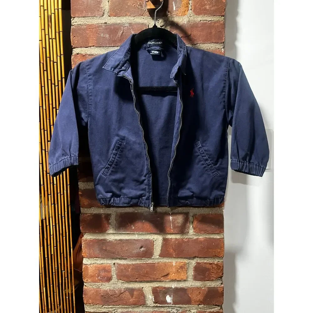 Vintage Polo Ralph Lauren Toddler Boys 2T Harrington Jacket Navy Blue Cotton